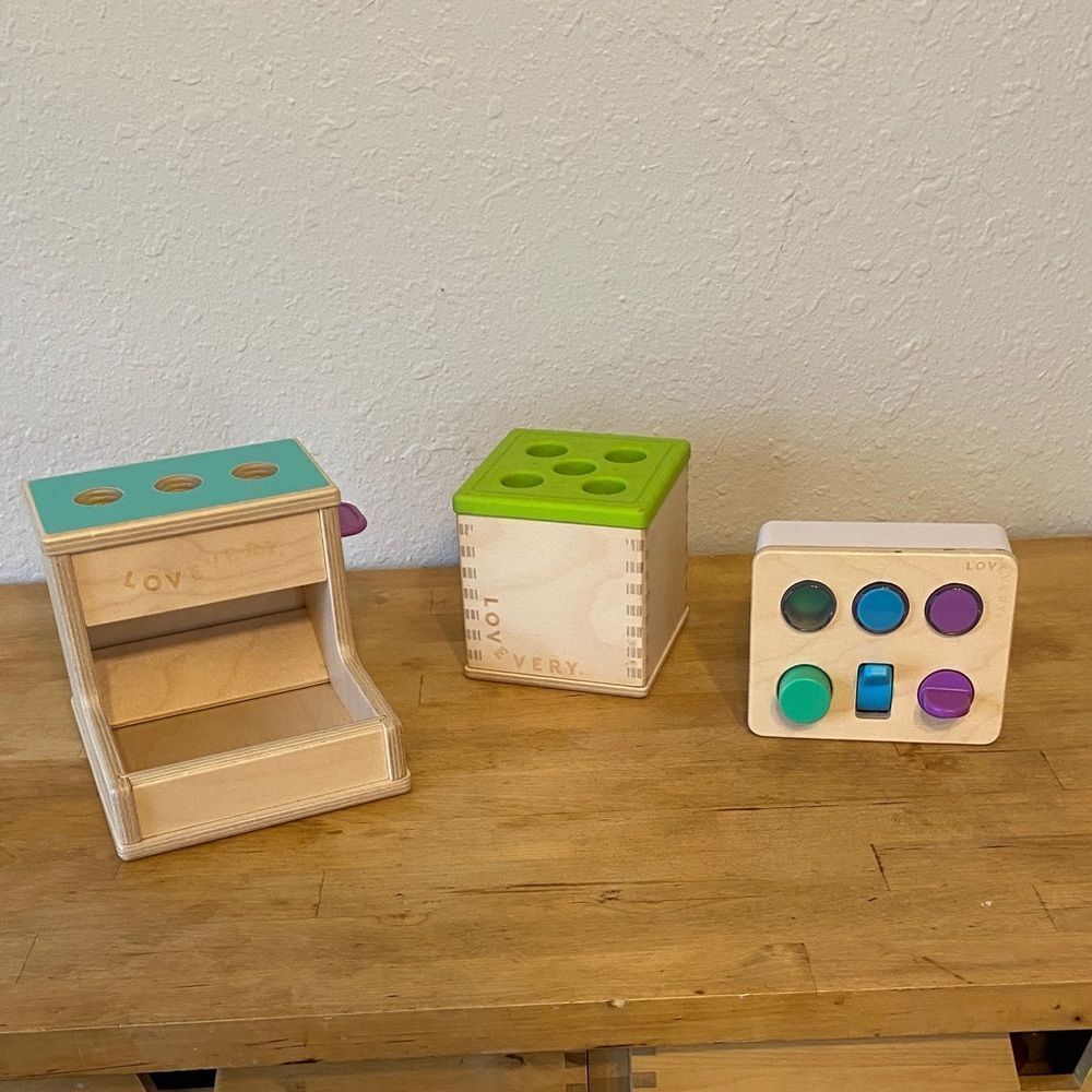 LOVEVERY Wooden Play Set of 3 Montessori Toys for Kids